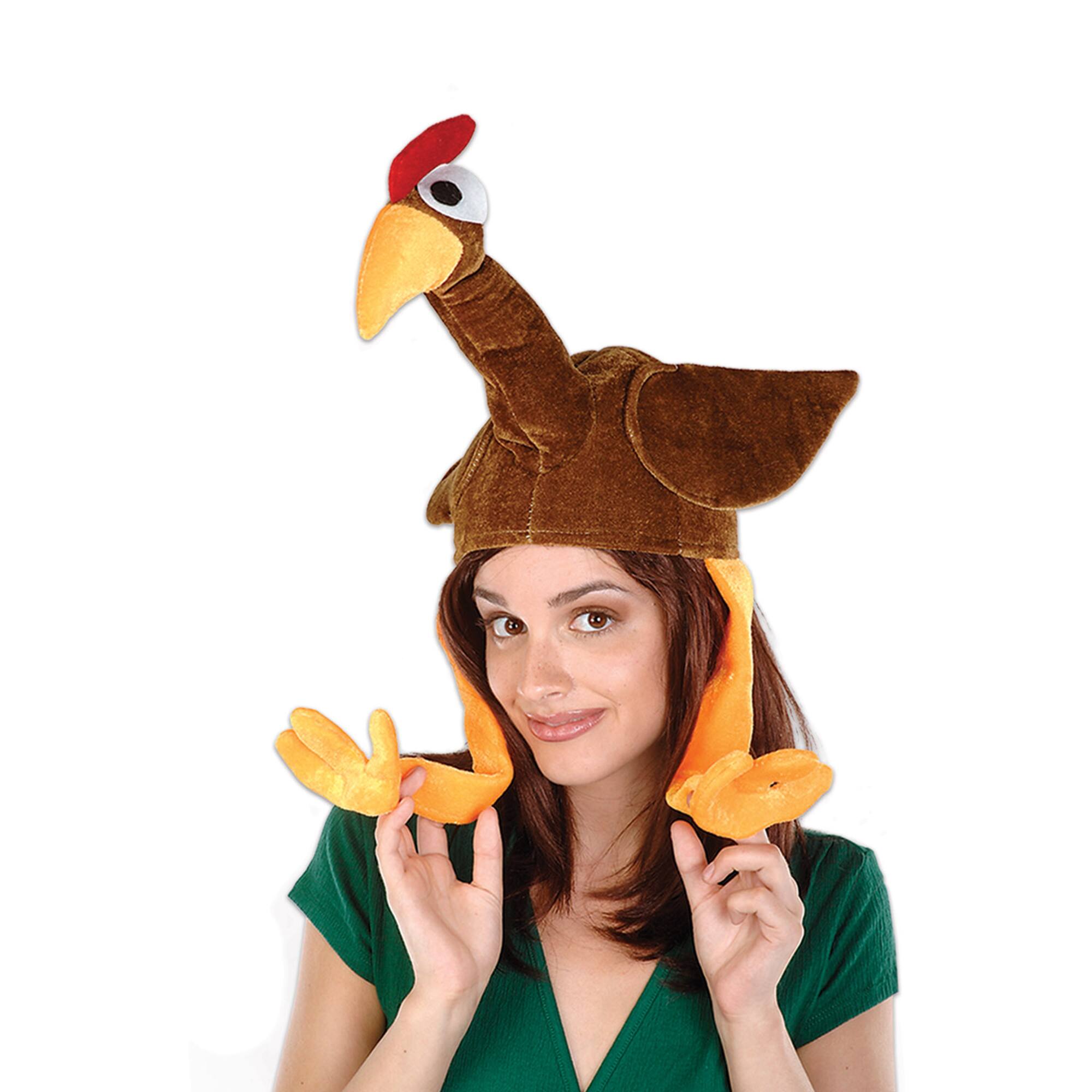 Brown Plush Gobbler Hat